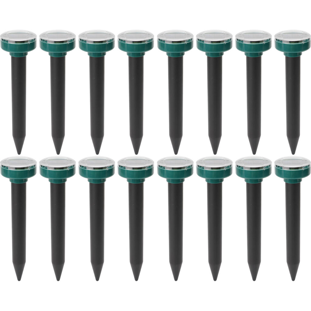 16er-Set Maulwurf- und Wühlmaus-Verteiber, Erdspiesse, solarbetrieben, IP44