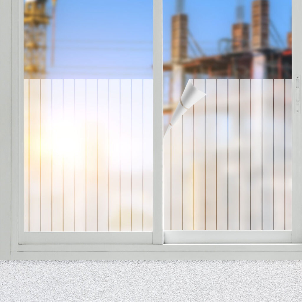 4er-Set Milchglasfolie Streifen-Optik, Sichtschutz-Folie, statisch-haftend, 50 x 200 cm