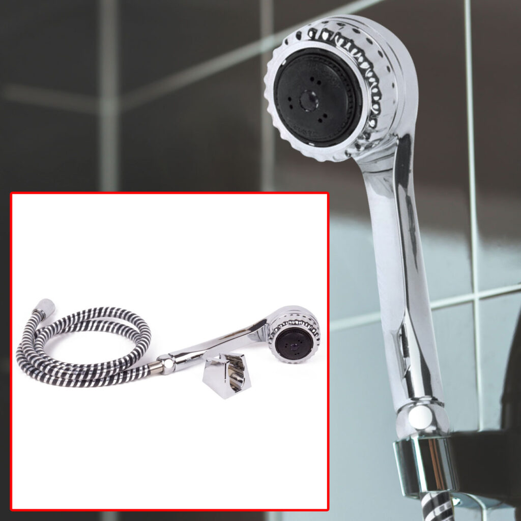 Duschkopf Chrom mit Brauseschlauch und Wandhalter, 2 Wasserstrahlmodi