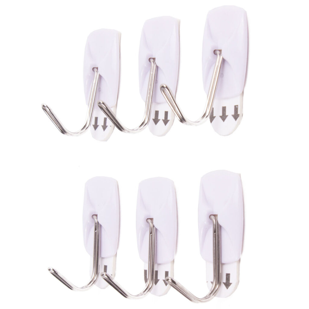 Klebe-Haken, 6er-Set, leicht entfernbar, bis 800 g, 2,1 x 3 cm