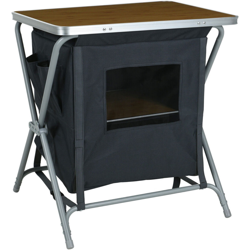 Camping Faltschrank, dunkelgrau-braun, Camping-Küchenbox