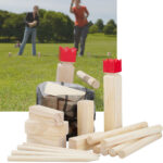 Wikingerspiel, Outdoor-Spiel mit Holzfiguren und Tasche