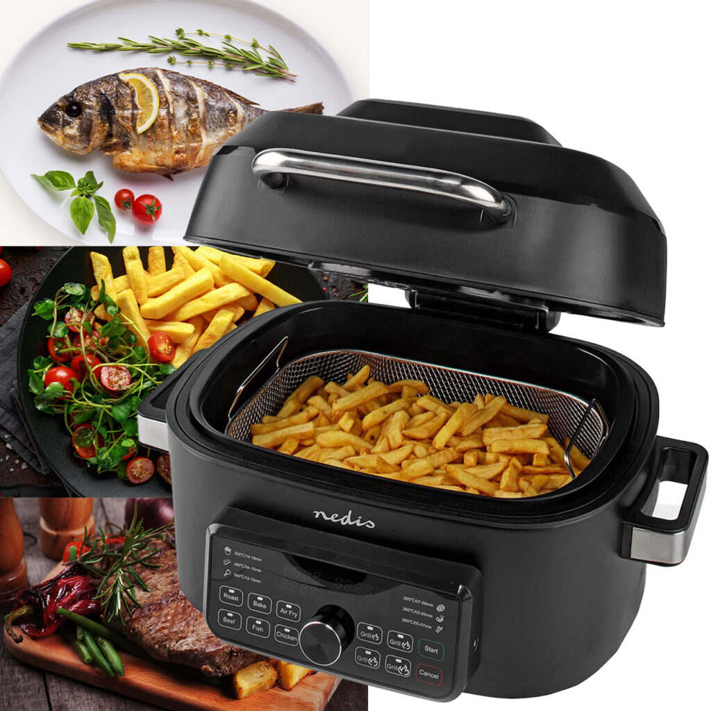 Digitaler Heissluft-Fritteusegrill, 6 l, Timer, Air Fryer, 1660 W