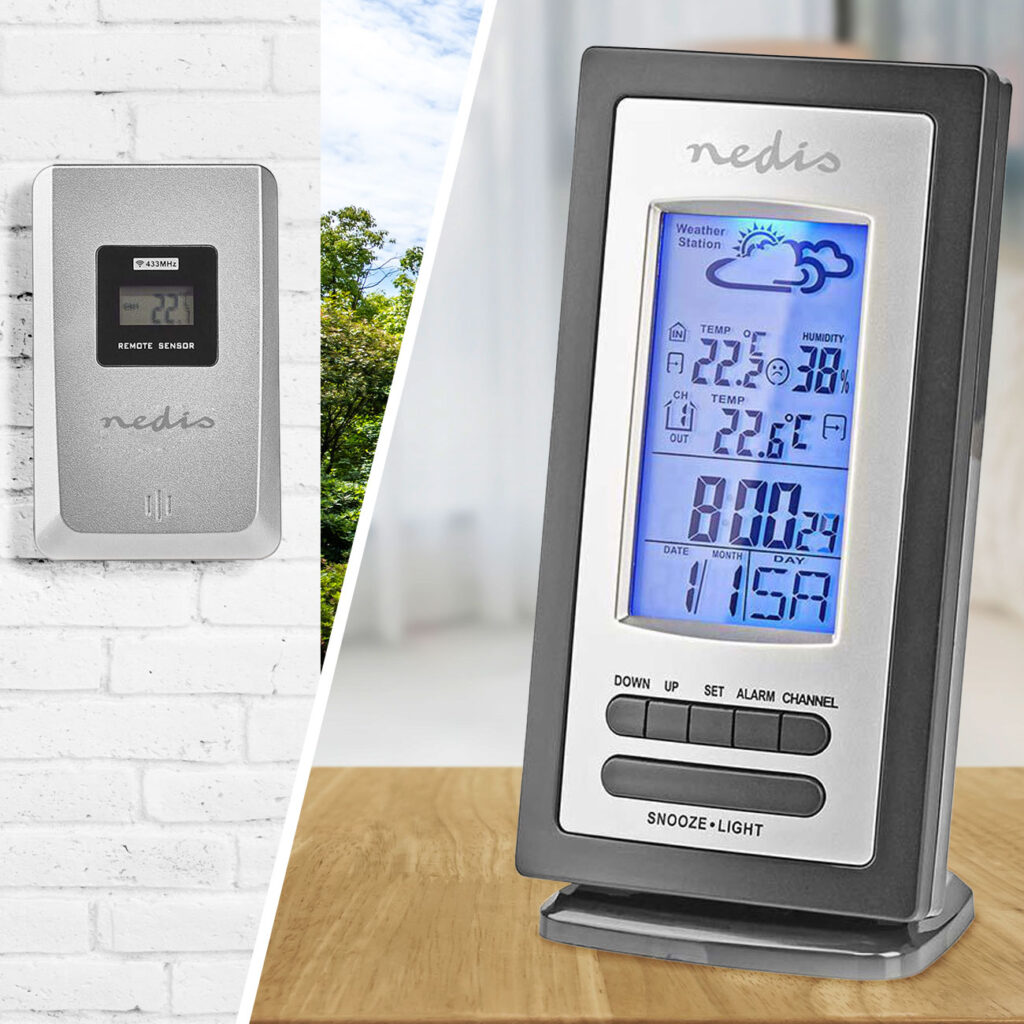 Drahtlose Wetterstation mit Aussensensor, Innen/Aussen Temperaturanzeige
