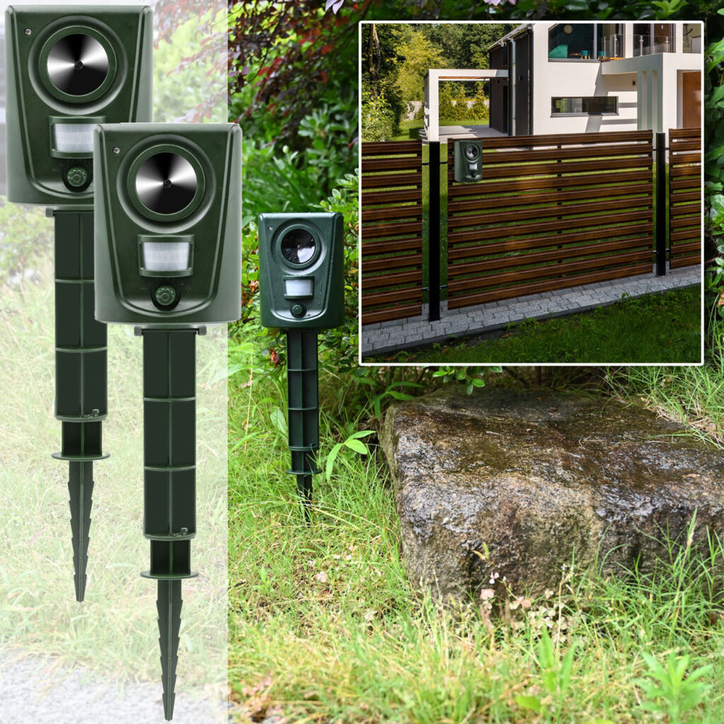 2er-Set Universal Ultraschall Tiervertreiber, PIR-Bewegungsmelder, bis 60 m²