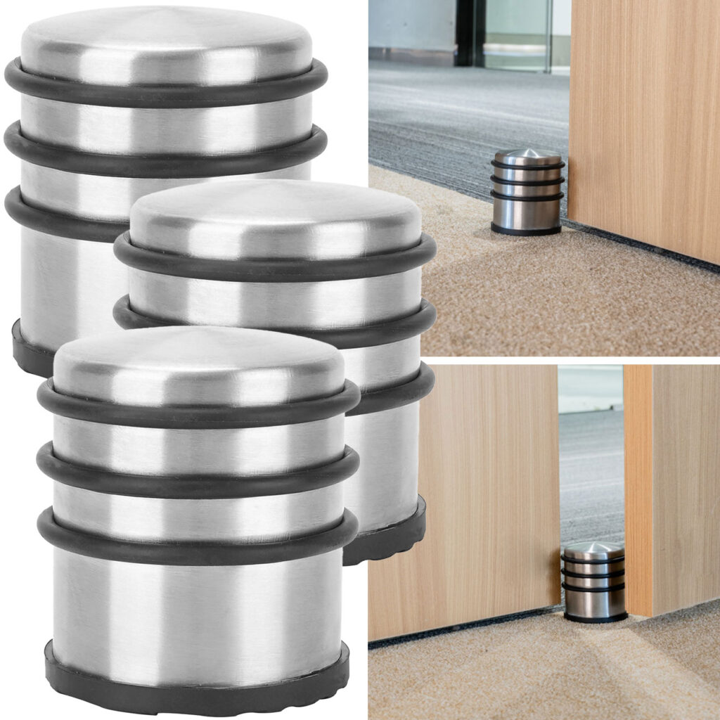 3er-Set Tür-Stopper aus Edelstahl mit Anti-Rutsch-Boden und Gummiringen