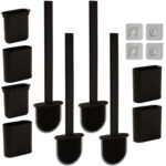 4er-Set WC-Bürste mit Silikonborsten inkl. Bürstenhalter, schwarz