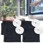 4er-Set Fliegennetz für Fenster bis 130 x 150 cm, zuschneidbar, inkl. je 6m Klettband