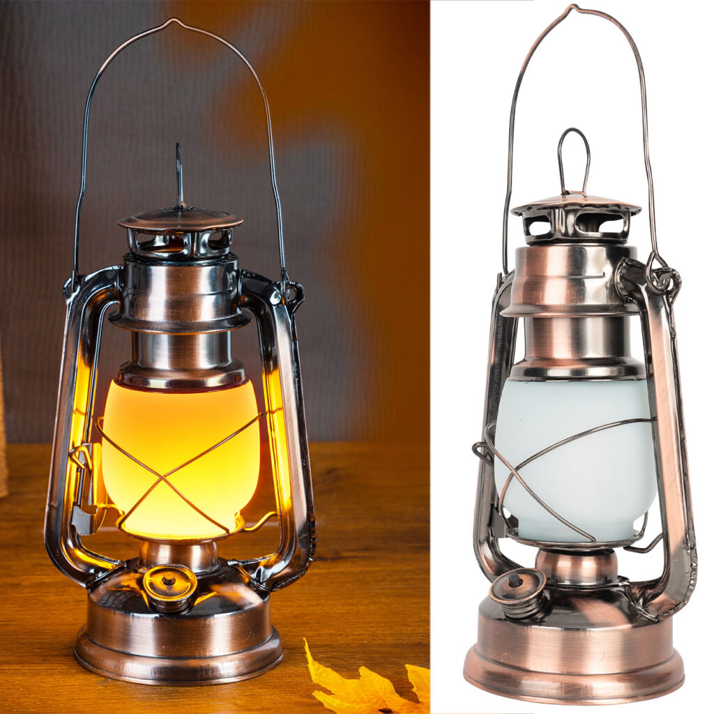 2er-Set LED-Sturmlaterne mit authentischer Flammenoptik, bronze, H 25 cm