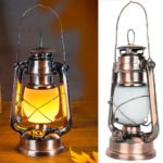 2er-Set LED-Sturmlaterne mit authentischer Flammenoptik, bronze, H 25 cm