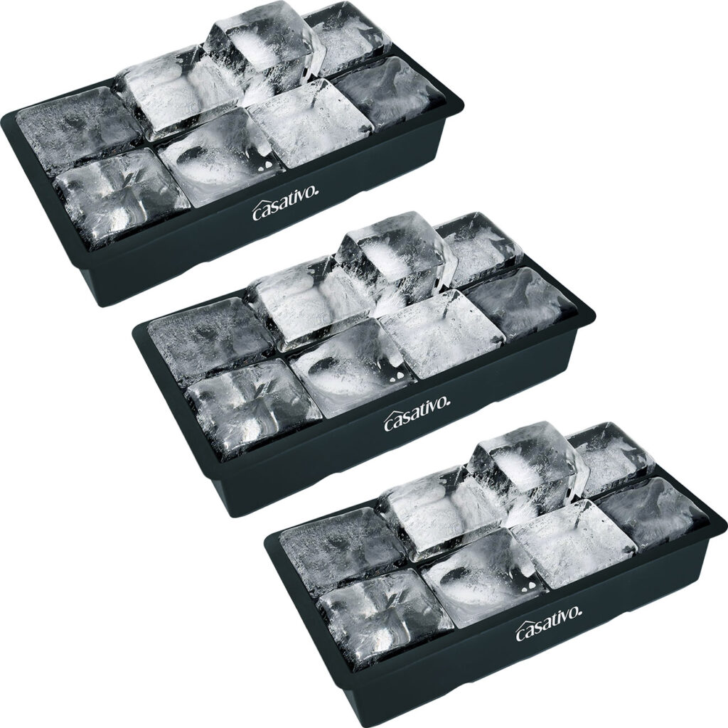 3er-Set XXL Silikon Eiswürfelform 8-Fach, 5 x 5 cm, für 1 Liter