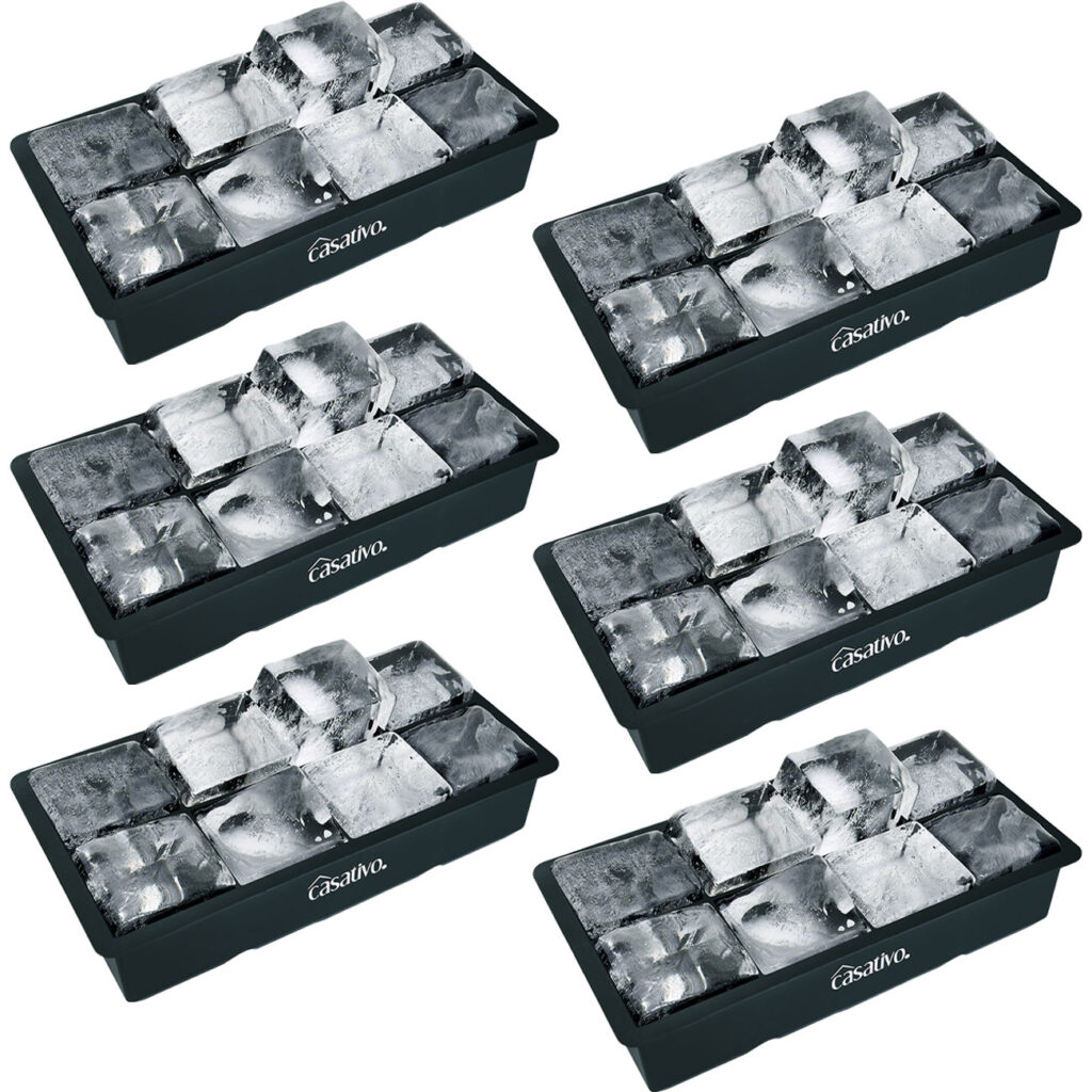 6er-Set XXL Silikon Eiswürfelform 8-Fach, 5 x 5 cm, für 1 Liter