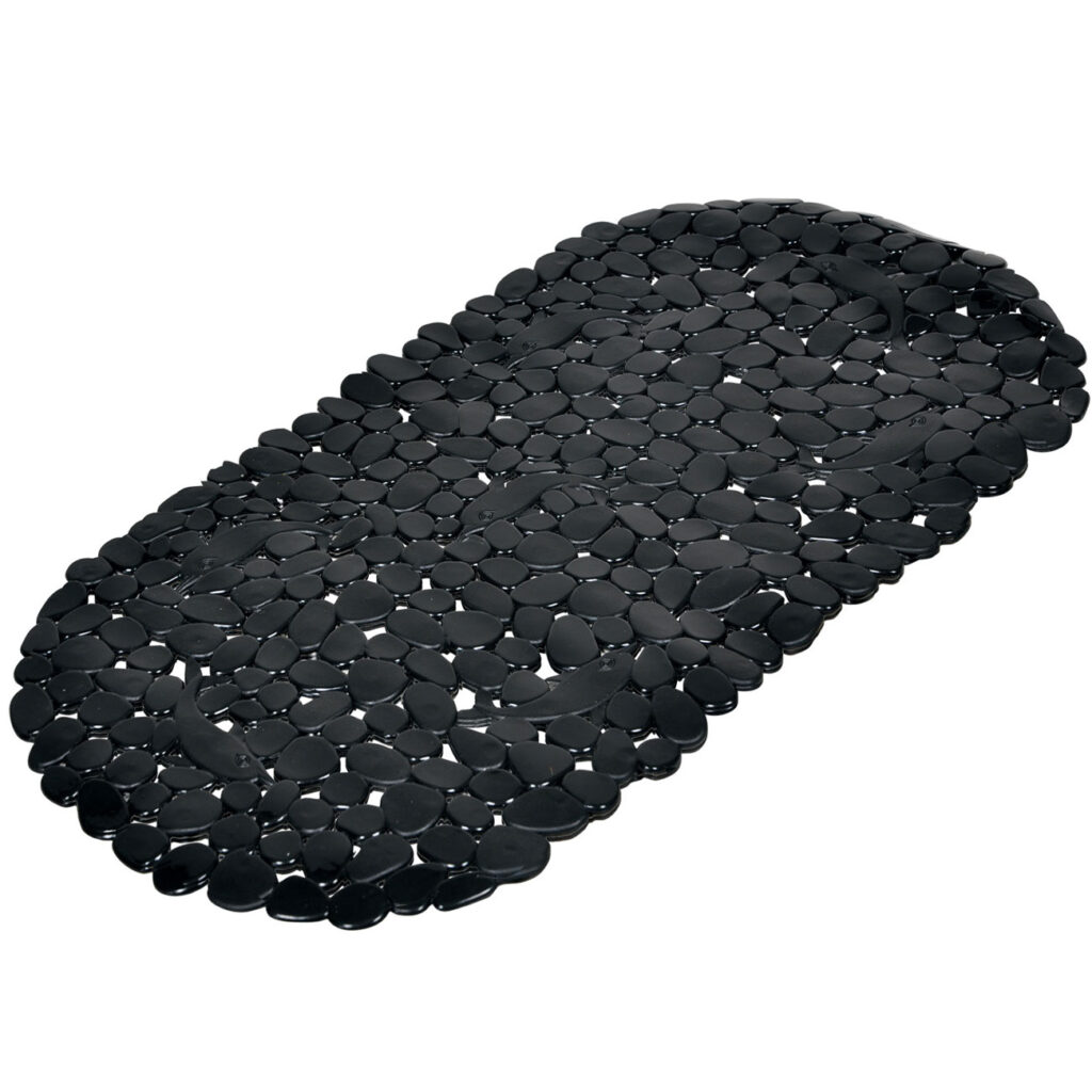 Badewannenmatte, elegante Steinoptik, schwarz, 36 x 69 cm