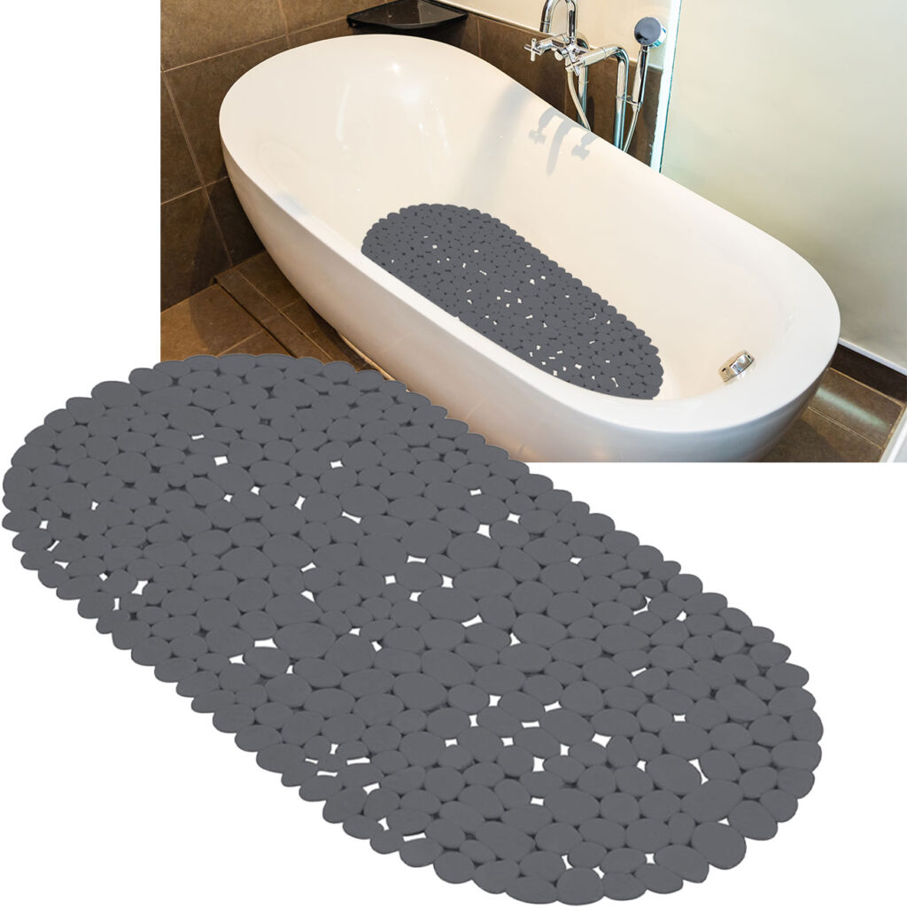 Badewannenmatte, elegante Steinoptik, anthrazit, 36 x 69 cm