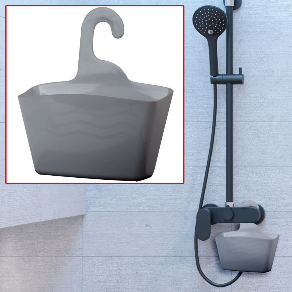 Duschkorb, anthrazit, zum Aufhängen, 23,5 x 8,5 x 25,5 cm