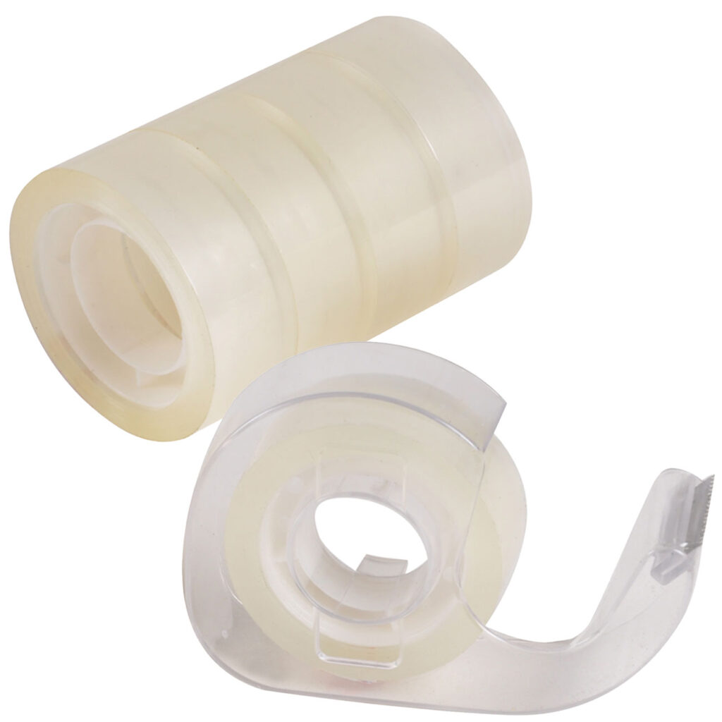 Klebebandabroller für Haushalt, Basteln o. Büro, mit 5 Rollen Klebeband