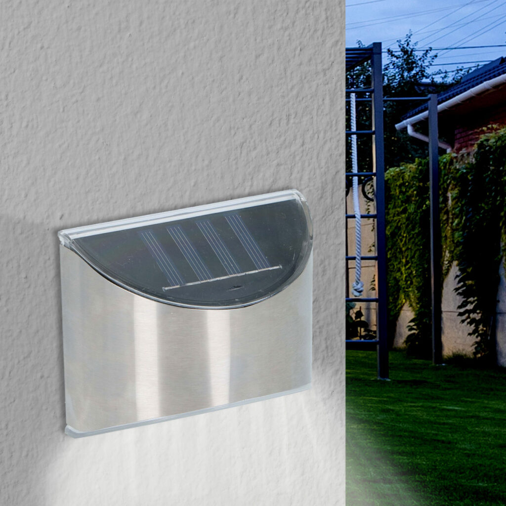 Solar-Wandleuchte, Edelstahl, 10 x 8 x 5 cm Solar-Wandleuchte, Edelstahl, 10 x 8 x 5 cm