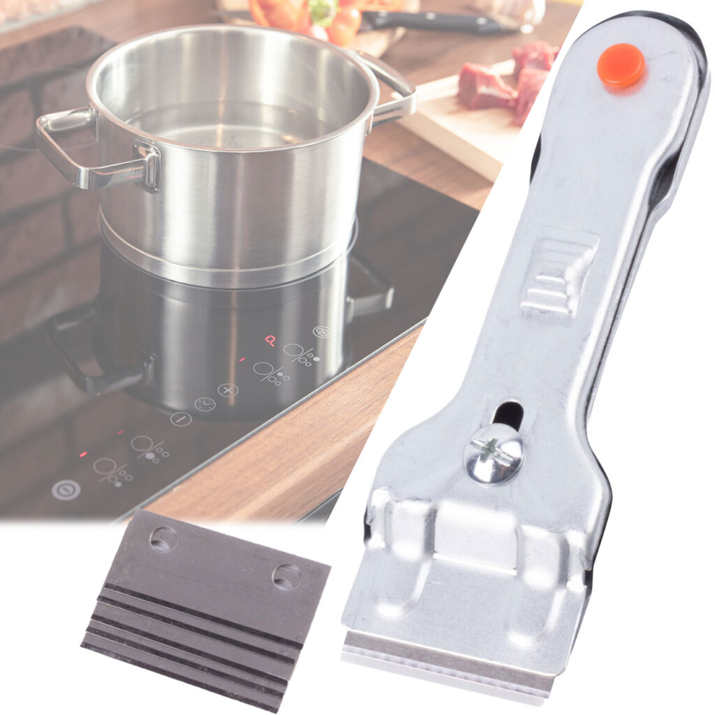 Ceranfeldschaber mit 5 Ersatzklingen, Herdkratzer