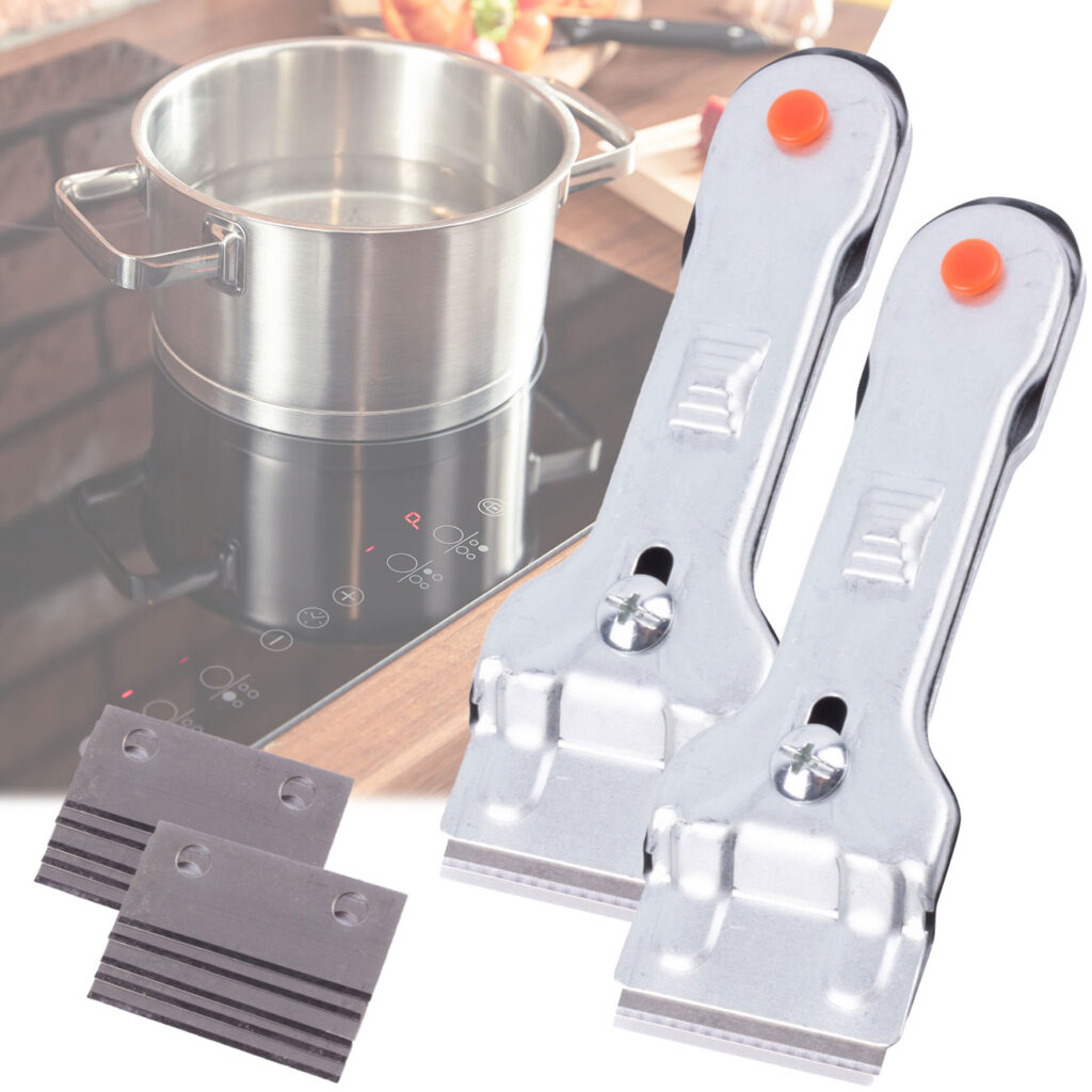 2er-Set Ceranfeldschaber mit 10 Ersatzklingen, Herdkratzer