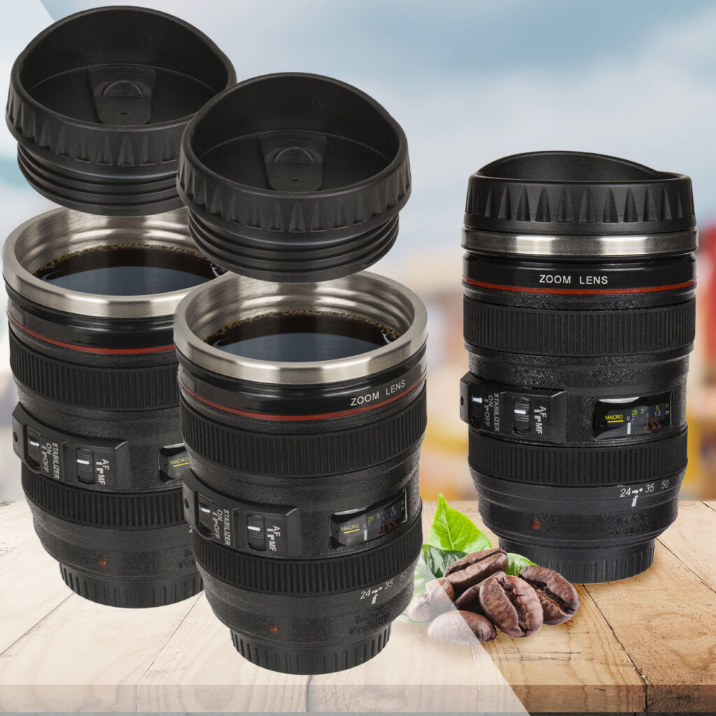 2er-Set Kaffeebecher, in Kameraobjektiv-Design, 350 ml