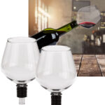 2er-Set Weinglas- Flaschenaufsatz, Partygag, Weinglas