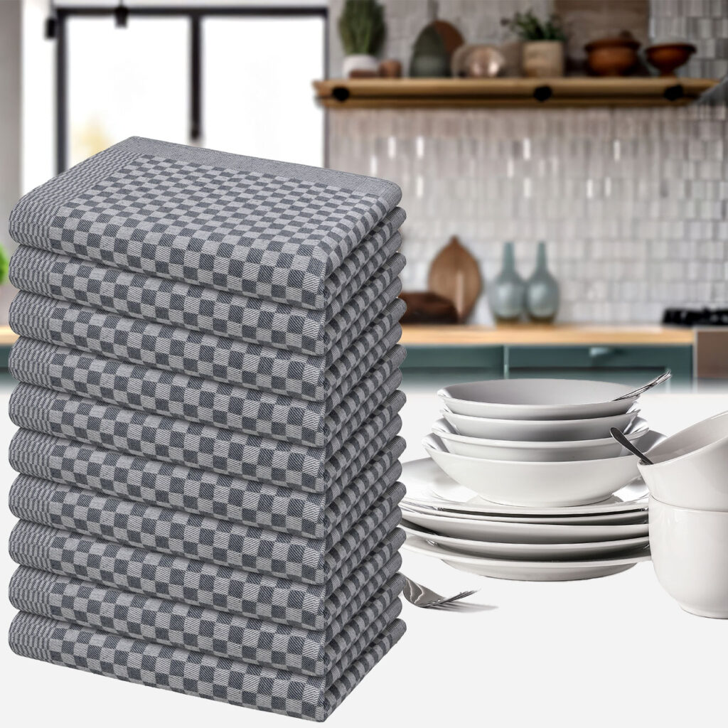 10er-Set Grubentücher, schwarz, Geschirrtücher 50 x 70 cm