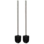 Klassische WC-Bürste, schwarz, Edelstahl Griff, 2er-Set
