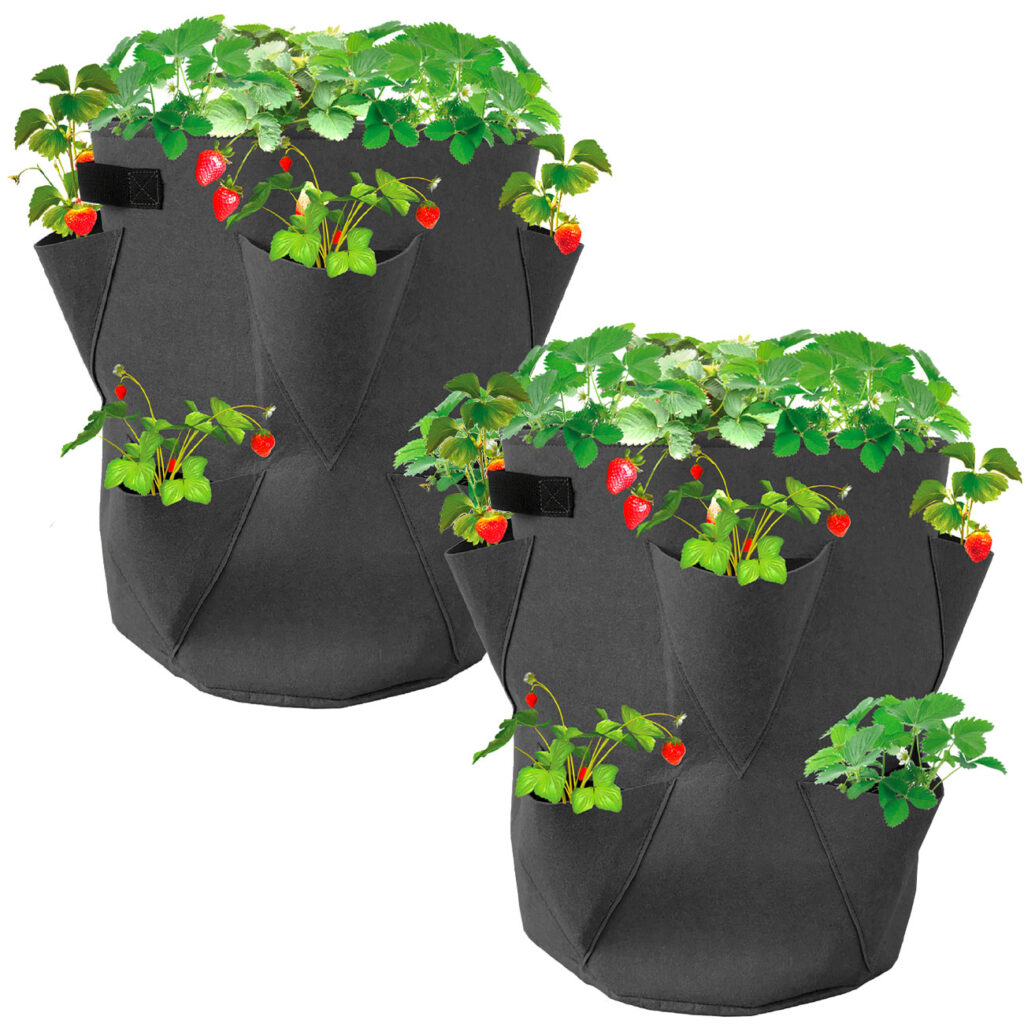 Erdbeer-Pflanzsack, 2er-Set, 43 Liter, Ø 35 cm x H 45 cm