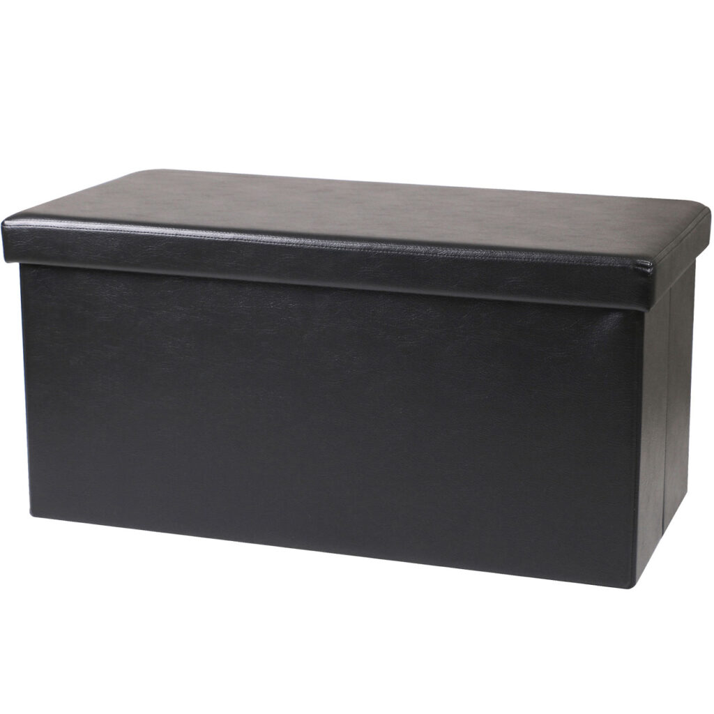 Faltbare Sitztruhe für 2 Personen, schwarz, Kunstleder