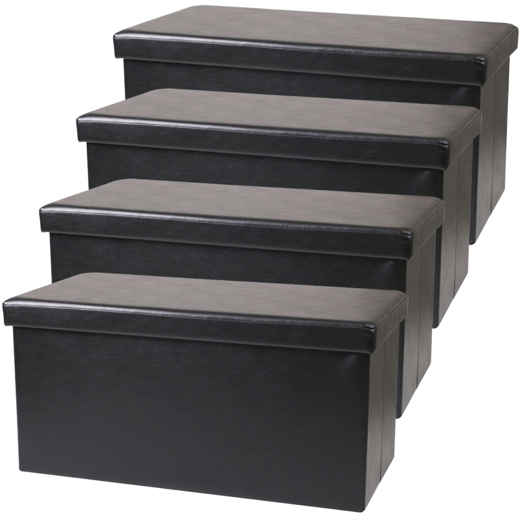 4er-Set Faltbare Sitztruhe für 2 Personen, schwarz, Kunstler