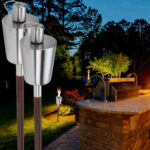 2er-Set Öl-Gartenfackel mit Stab aus Buchenholz, 110 cm