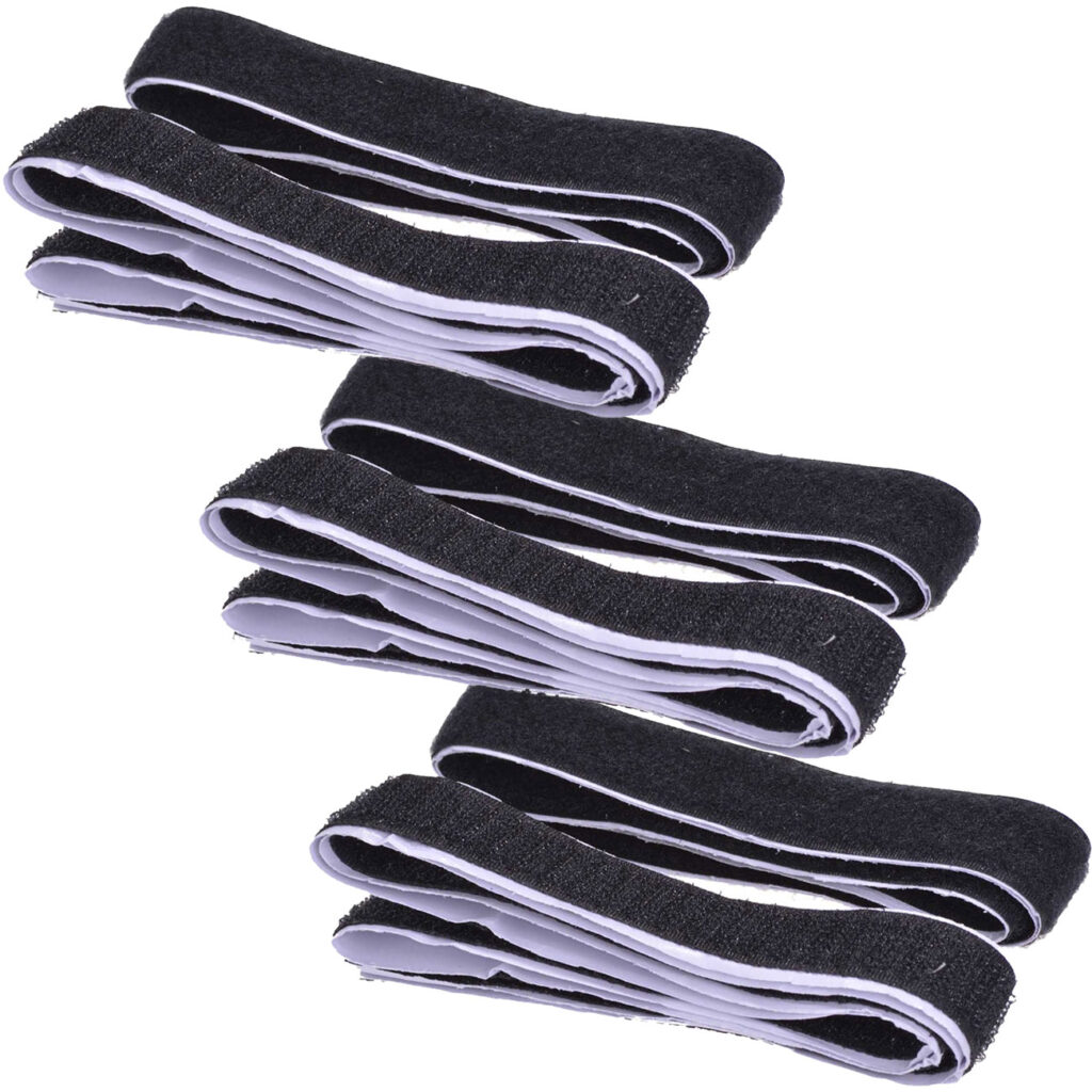 3er-Set Klettverschlussband, 1m x 20mm, selbstklebend, schwarz