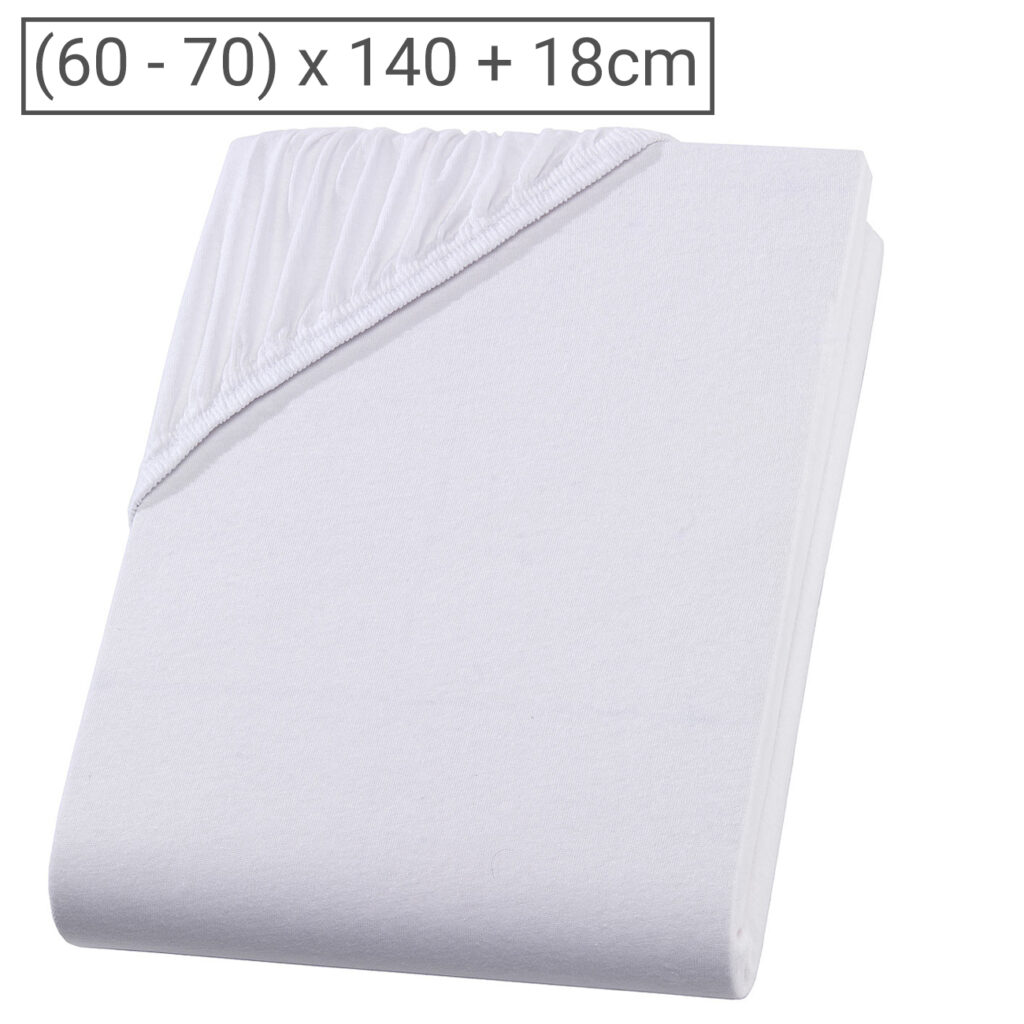 Kinder Qualitäts-Jersey Fixleintuch, 100% Baumwolle, weiss, 70 x 140 cm