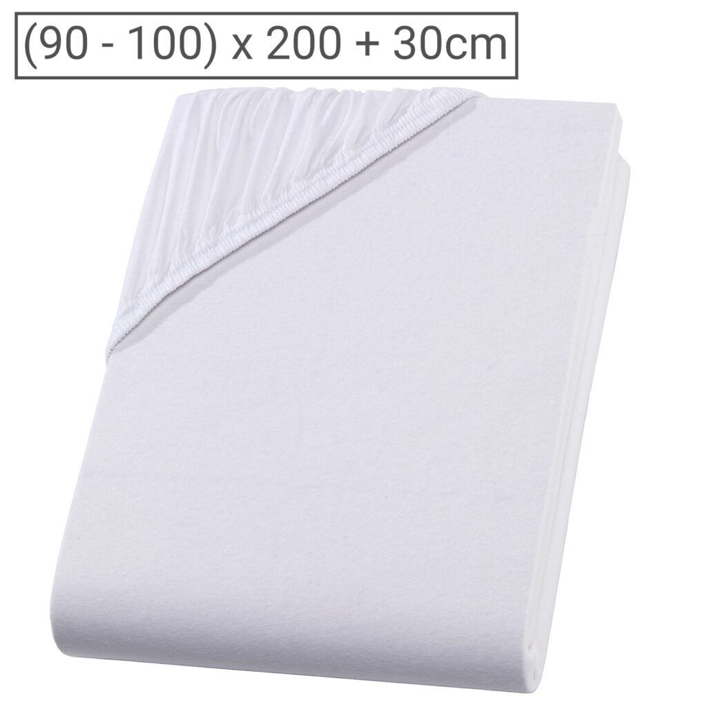Einzelbett Premium Qualitäts-Jersey Fixleintuch, 100% Baumwolle, weiss, 90 x 200 cm