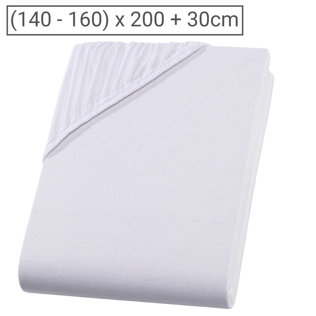 Doppelbett Premium Qualitäts-Jersey Fixleintuch, 100% Baumwolle, weiss, 160 x 200 cm