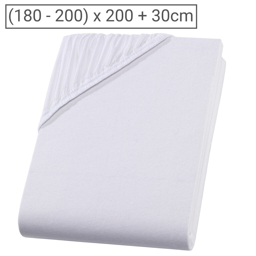 Übergrösse Premium Qualitäts-Jersey Fixleintuch, 100% Baumwolle, weiss, 200 x 200 cm