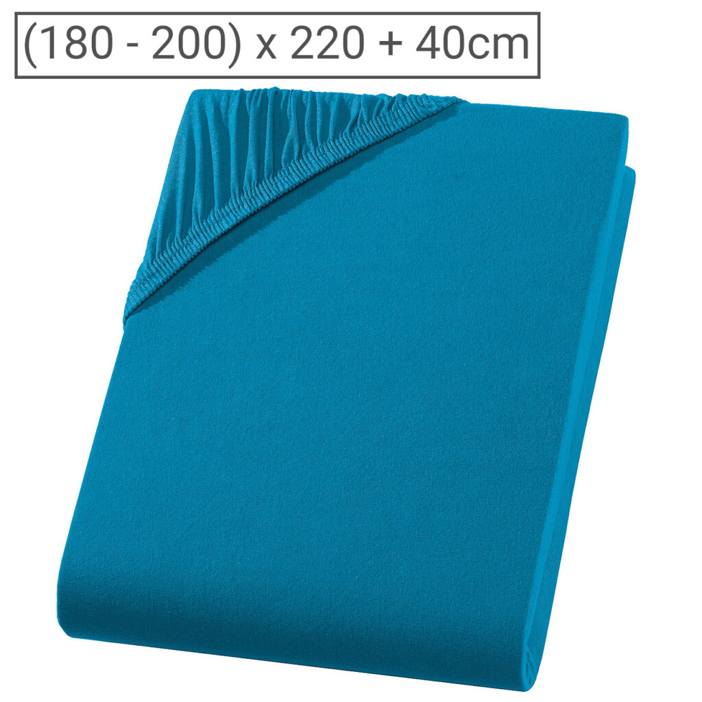 Wasserbett Premium Qualitäts-Jersey Fixleintuch, 100% Baumwolle, petrol, 200 x 220 cm