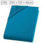 Wasserbett Premium Qualitäts-Jersey Fixleintuch, 100% Baumwolle, petrol, 200 x 220 cm