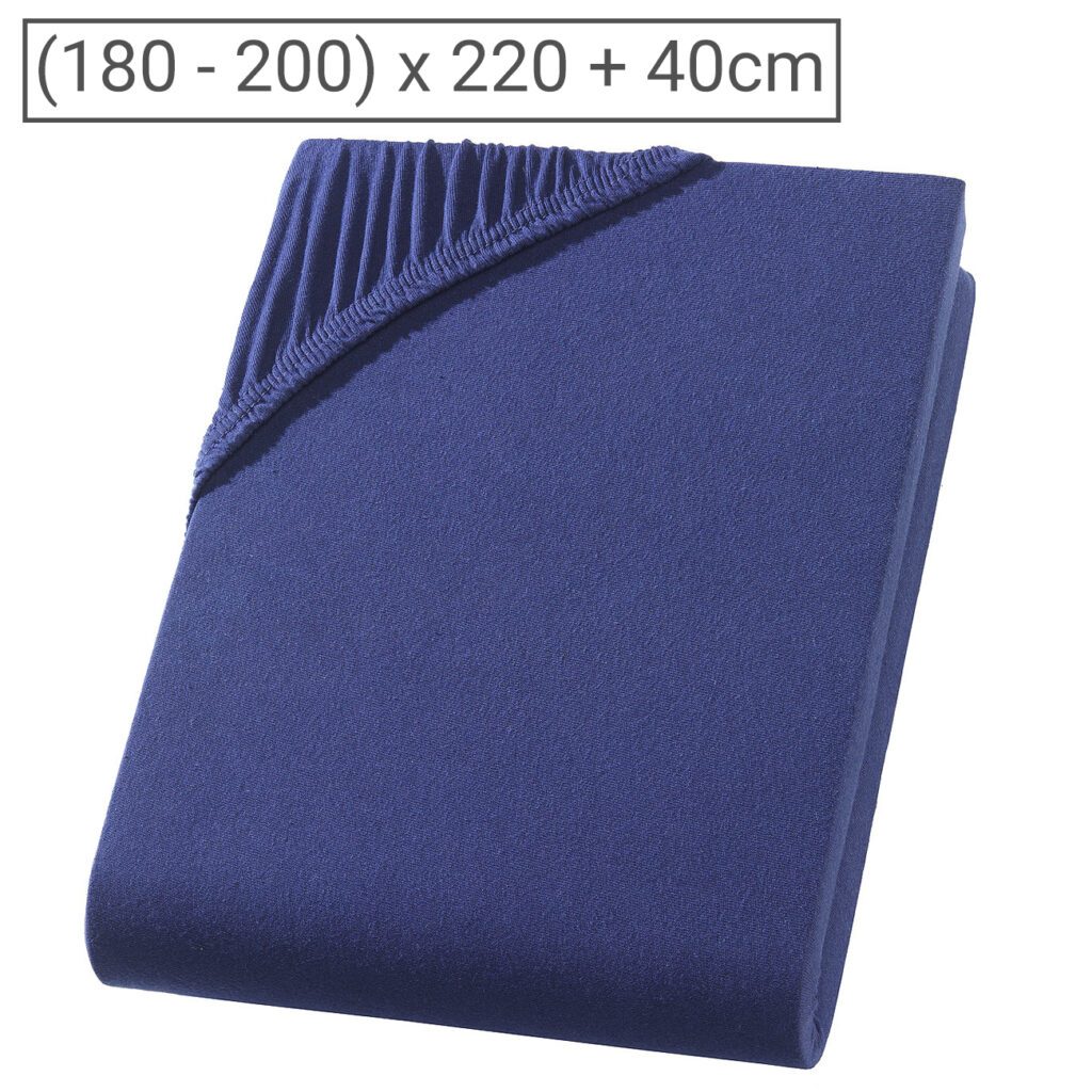 Wasserbett Premium Qualitäts-Jersey Fixleintuch, 100% Baumwolle, marine, 200 x 220 cm