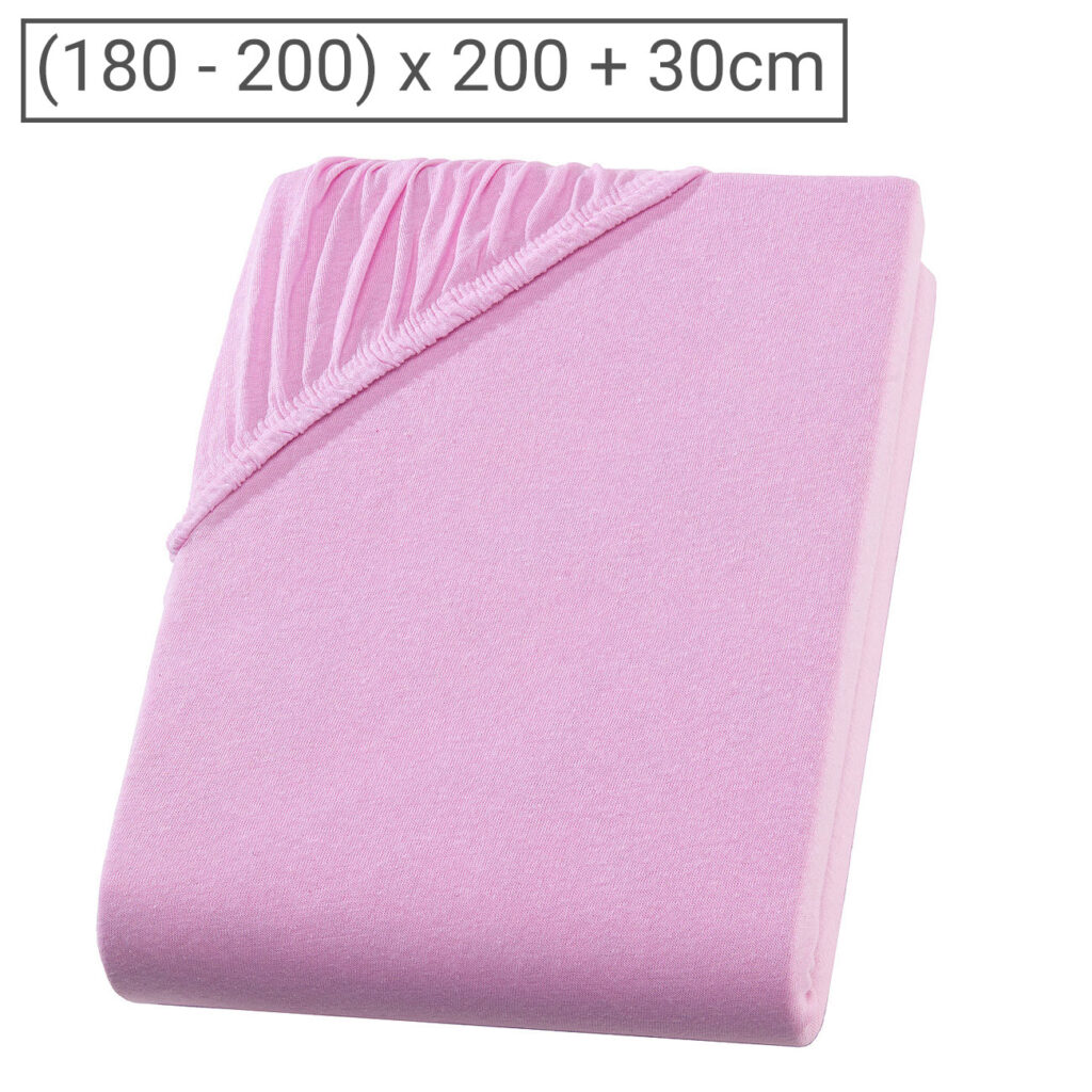 Übergrösse Qualitäts-Jersey Fixleintuch, 100% Baumwolle, rosa, 200 x 200 cm
