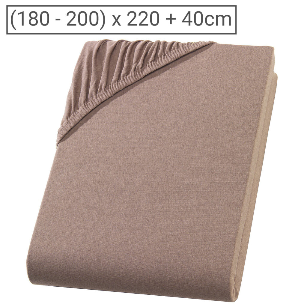 Übergrösse/Überlänge Qualitäts-Jersey Fixleintuch, 100% Baumwolle, nougat, 200 x 220 cm