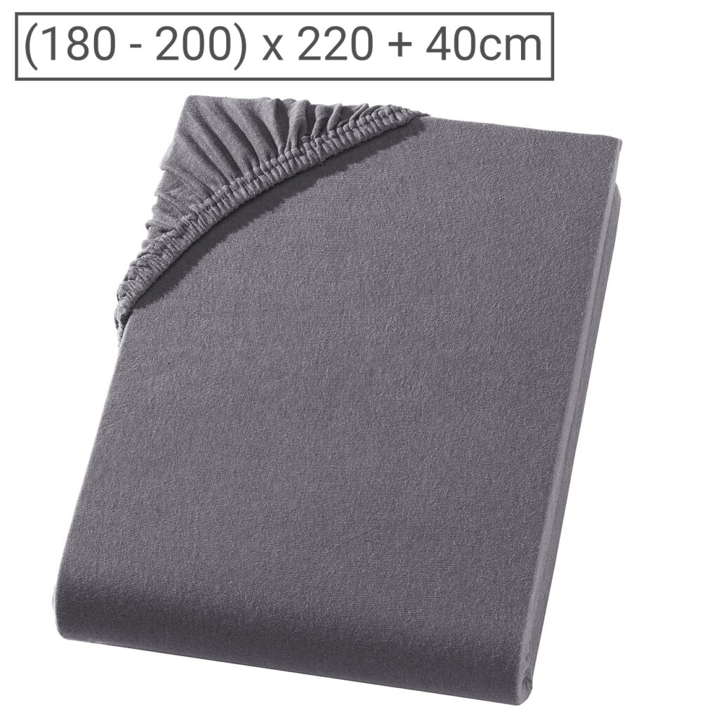 Übergrösse/Überlänge Qualitäts-Jersey Fixleintuch, 100% Baumwolle, anthrazit, 200 x 220 cm