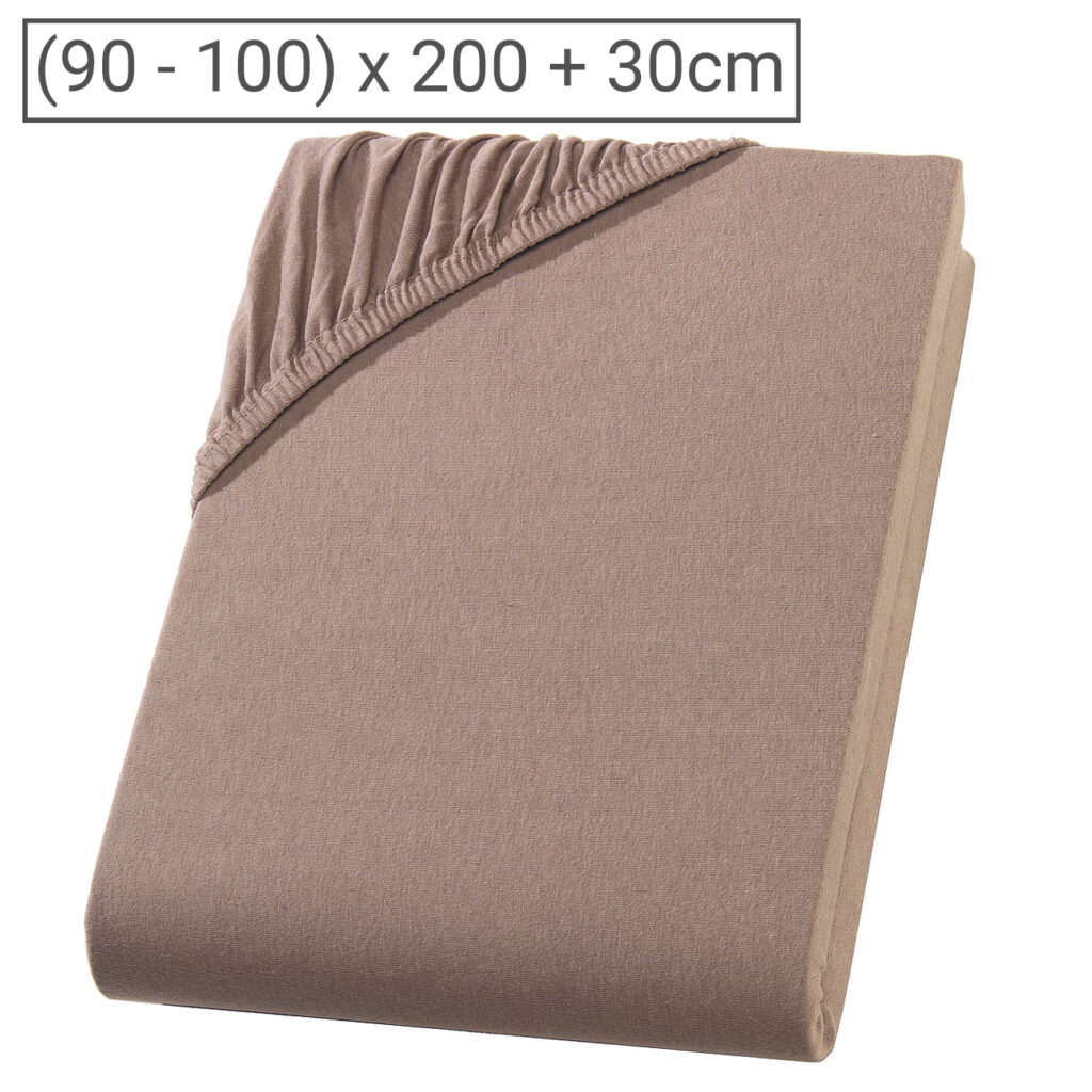 Einzelbett Premium Qualitäts-Jersey Fixleintuch, 100% Baumwolle, nougat, 90 x 200 cm