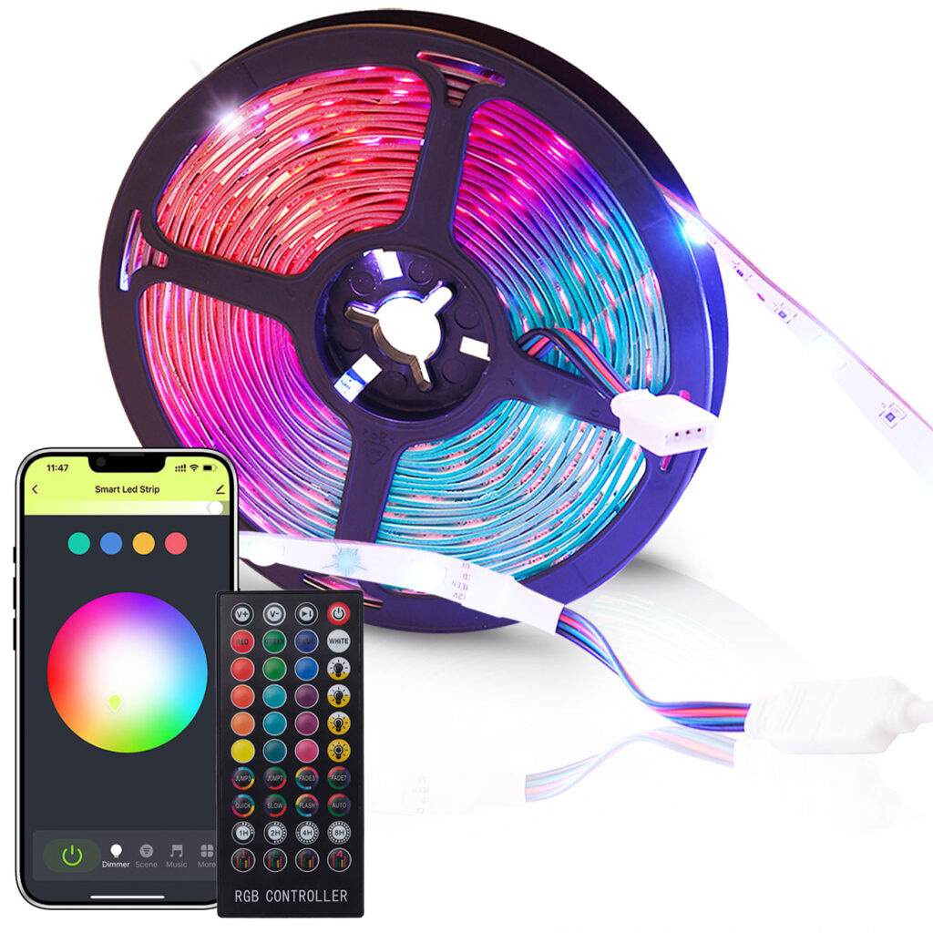 WLAN-RGB-LED Streifen mit App- und Sound-Steuerung, 5 m