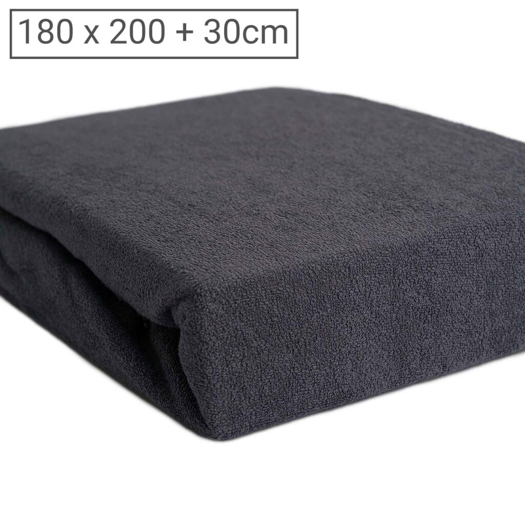 Übergrösse Luxus Frottee Fixleintuch, 80% Baumwolle, 20% Mikrofaser, anthrazit 180 x 200cm