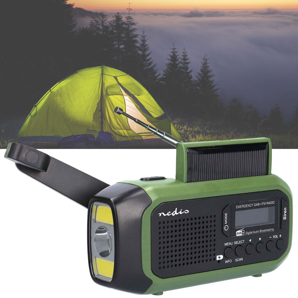 Notfallradio DAB+/UKW, Kurbelradio, LED-Lampe und SOS-Funktion, Powerbank