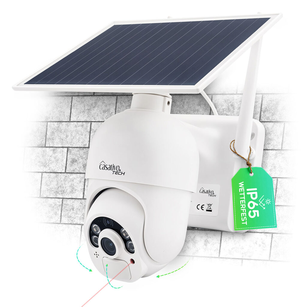 Smarte kabellose Pan-Tilt Überwachungskamera mit Full-HD, Akku&Solarpanel, IP66, Outdoor