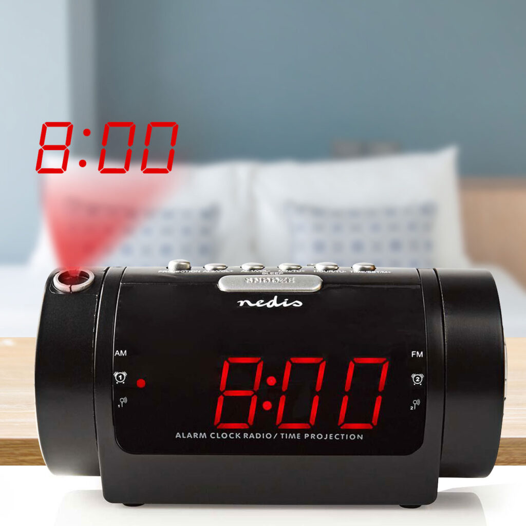 Wecker mit Projektion, Radiowecker, Sleep Timer, Snooze, LED-Anzeige