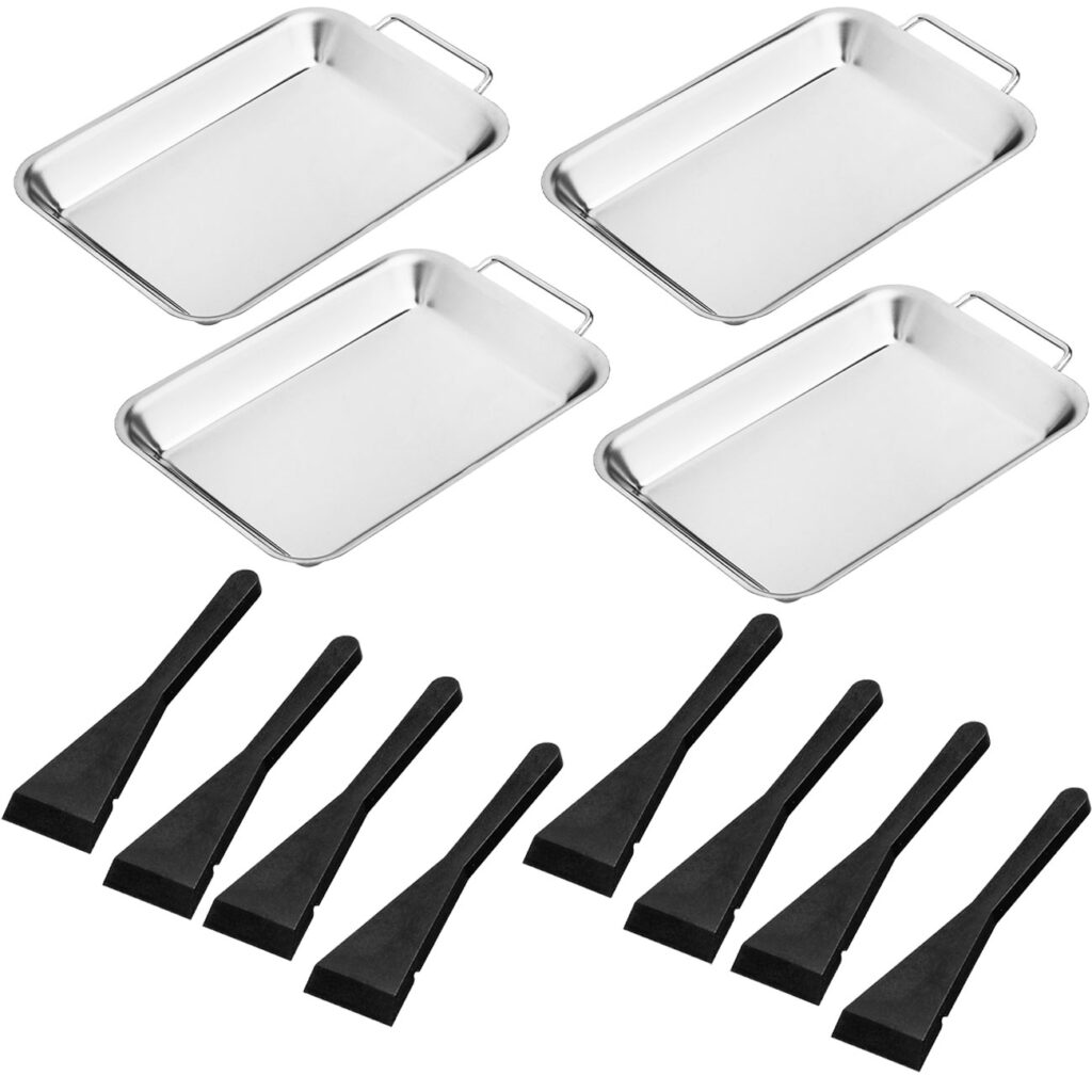 4er-Set Edelstahl-Grillpfännchen inkl. 4 Spachtel, 21 x 13 x 2 cm