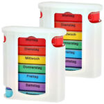 2er-Set Medikamenten-Boxen, 7 Tage, bunt, je 4 Fächer 2er-Set Medikamenten-Boxen, 7 Tage, bunt, je 4 Fächer